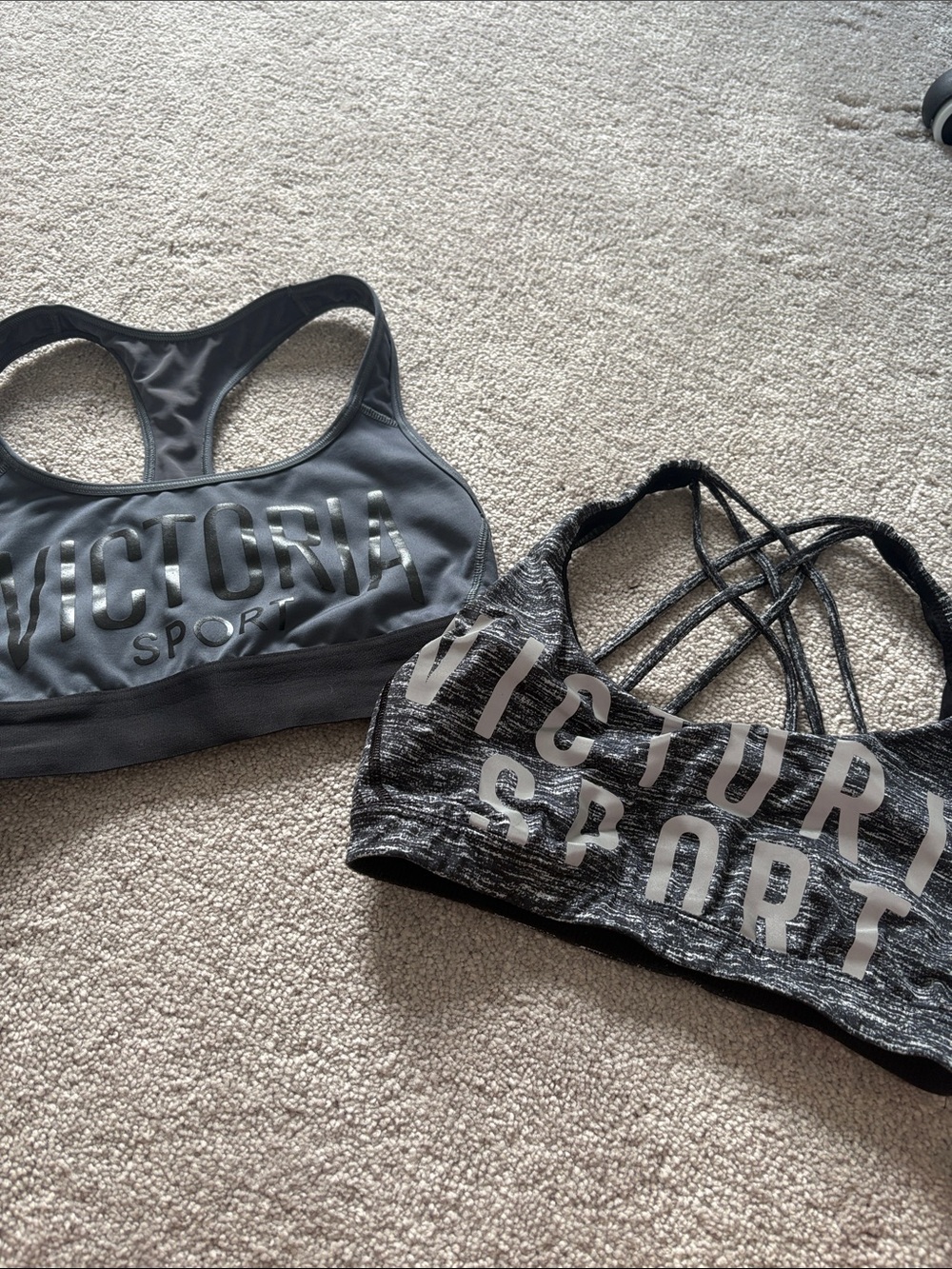 Victoria's Secret Grey & Charcoal Sports Bras - Racerback and Strappy